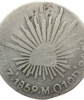 1859 Zs OM 2 Reales Mexico Coin Silver Mint Zacatecas