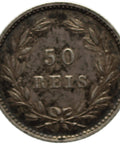 1877 50 Reis Portugal Coin Luiz I Silver