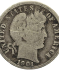 1901 One Dime United States Barber Coin Silver