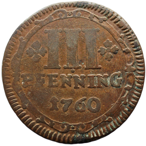 1760 3 Pfennige Münster Coin Cathedral chapter mint St.-Paulus