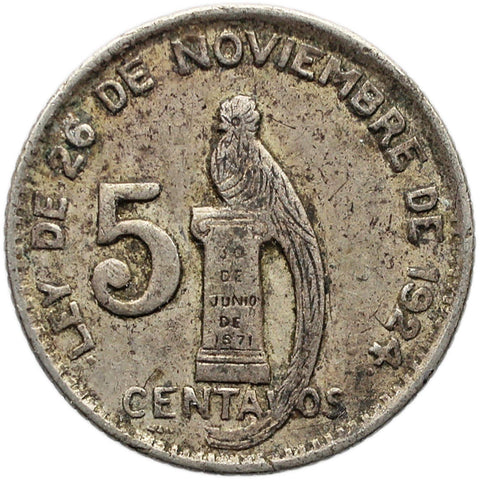 1945 5 Centavos Guatemala Coin Silver