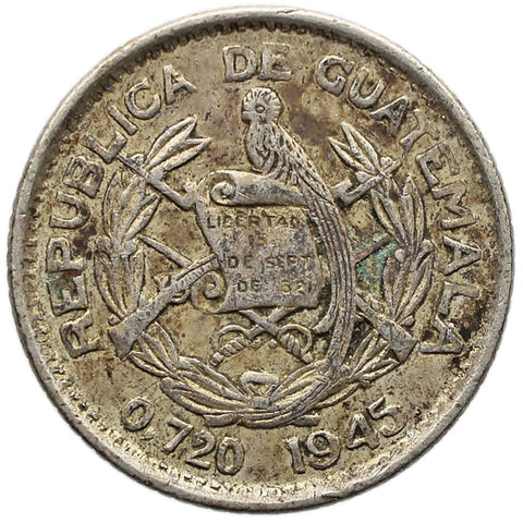 1945 5 Centavos Guatemala Coin Silver