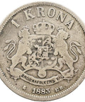 1883 1 Krona Sweden Coin Silver Oscar II