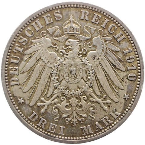 1910 A 3 Mark Prussia Germany Coin Silver Berlin Mint Wilhelm II