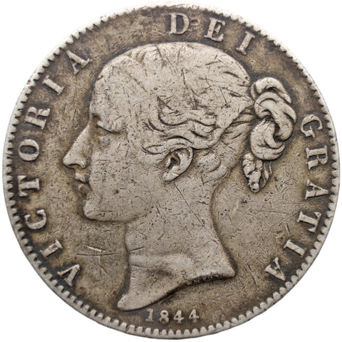 1844 Crown Victoria Queen Great Britain Silver British Coin Cinquefoil Stop
