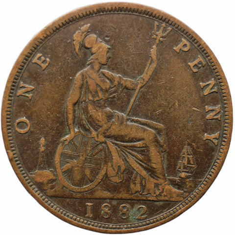 1882 H One Penny Victoria Coin UK