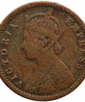 1881 1/12 Anna India British Queen Victoria Copper Coin Calcutta Mint