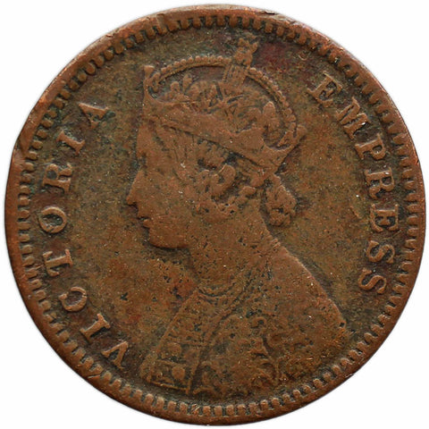 1881 1/12 Anna India British Queen Victoria Copper Coin Calcutta Mint