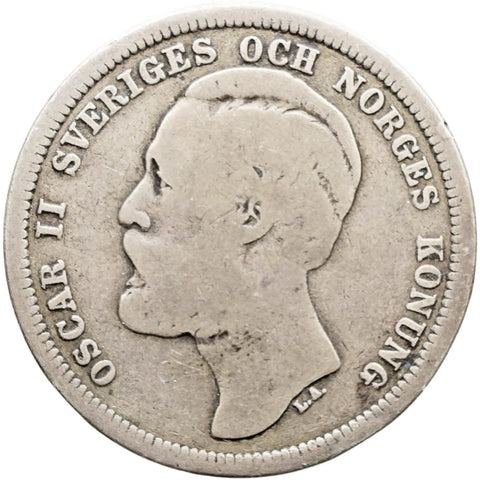 1883 1 Krona Sweden Coin Silver Oscar II