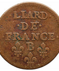 1655 B Liard France Coin Louis XIV