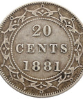 1881 20 Cent Newfoundland Coin Queen Victoria Silver