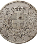 1863 Lira Italy Vittorio Emanuele II Silver Coin Milan Mint