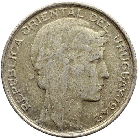 Uruguay 20 Centavos 1942 Silver Coin