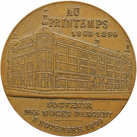 1890 France Token Jules Jaluzot, Founder of Printemps