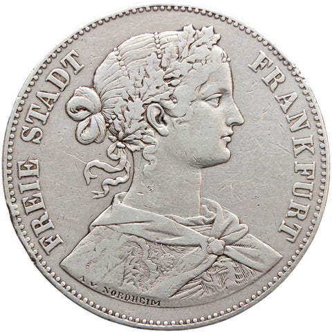 1859 Thaler City of Frankfurt 1 Vereinsthaler German States Coin Silver