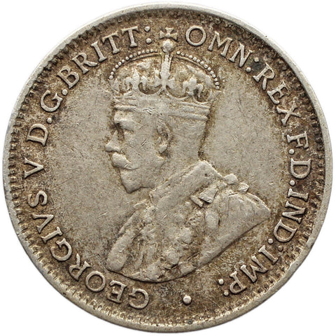 1921 M 3 Pence Australia Coin George V Silver Melbourne Mint