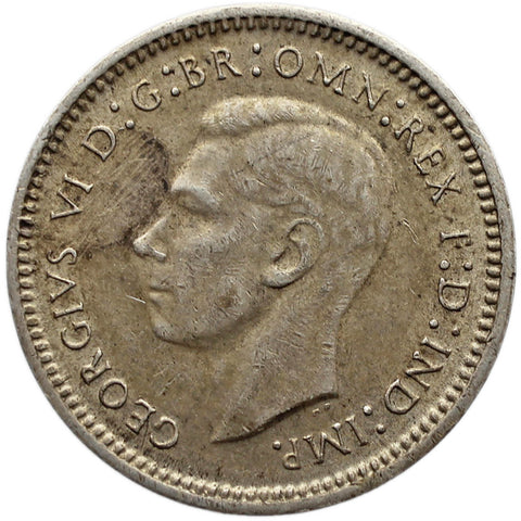 1943 3 Pence Australia Coin George VI Silver