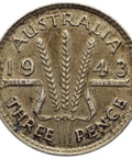 1943 3 Pence Australia Coin George VI Silver