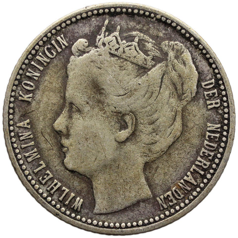 1900 Quarter Gulden Coin Curaçao Netherlands Antilles Wilhelmina Silver