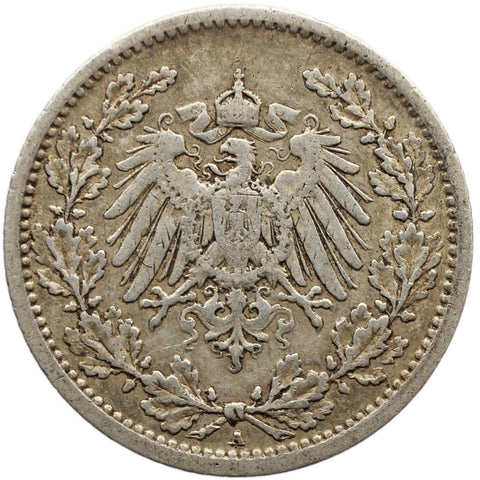 1911 A Germany Half Mark Wilhelm II Coin Silver Berlin Mint