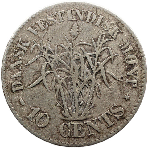 1862 10 Cents Danish West Indies Coin Frederik VII Silver