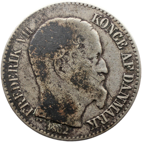 1862 10 Cents Danish West Indies Coin Frederik VII Silver