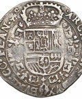 1685 Patagon Spanish Netherlands Coin Silver Charles II Brussels Mint