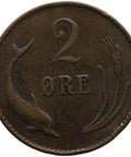 1874 2 Ore Denmark Coin Christian IX