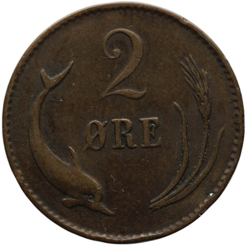 1874 2 Ore Denmark Coin Christian IX