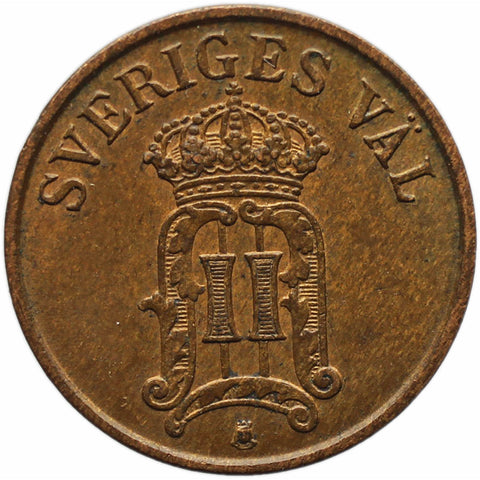 1907 1 Ore Sweden Coin Oscar II