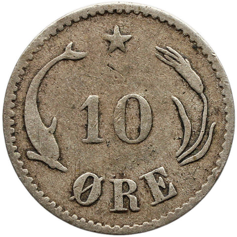 1875 CS 10 Ore Denmark Coin Christian IX Silver