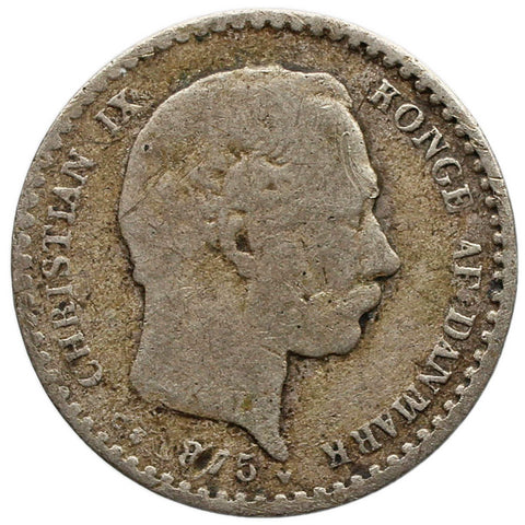 1875 CS 10 Ore Denmark Coin Christian IX Silver