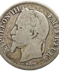 1867 A 2 Francs France Coin Napoleon III Silver Paris Mint