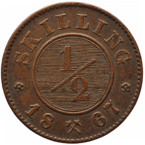 1867 Half Skilling Norway Coin Charles XV