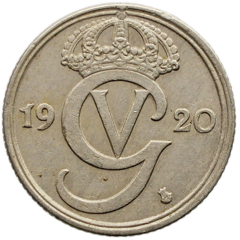 1920 W 10 Öre Sweden Coin Gustaf V