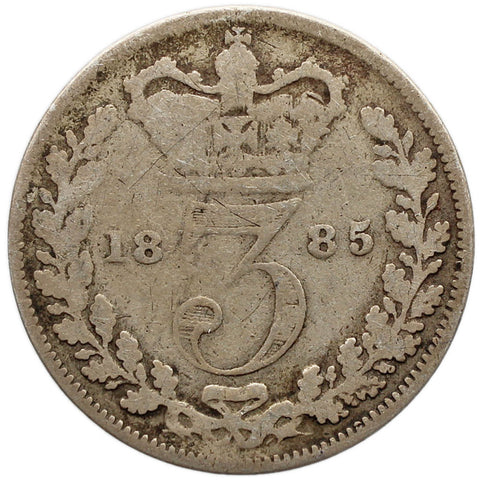 1885 3 Pence Victoria Coin Silver