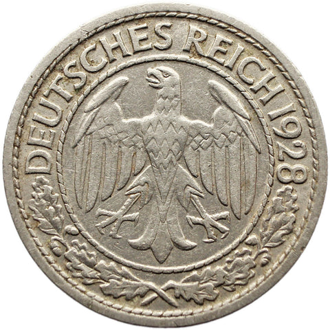 1928 F 50 Reichspfennig Germany Coin