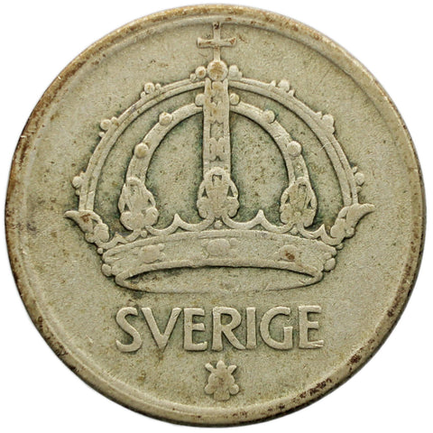 1945 G 50 Öre Sweden Coin Gustaf V Silver