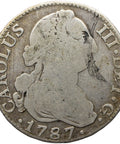 1787 MDV 2 Reales Spain Coin Charles IV Silver Madrid Mint