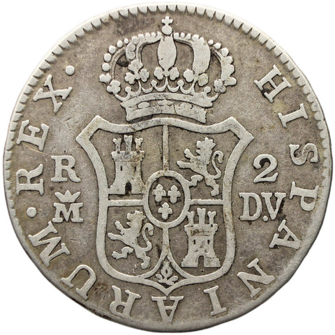 1787 MDV 2 Reales Spain Coin Charles IV Silver Madrid Mint