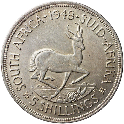 1948 5 Shillings South Africa Coin George VI Silver Crown