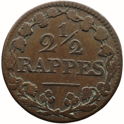 1809 2 1/2 Rappen Switzerland Canton Vaud Coin Swiss