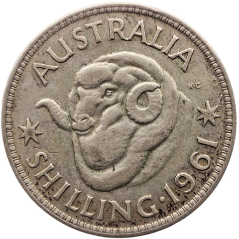 1961 Shilling Australia Coin Elizabeth II Melbourne Mint Silver