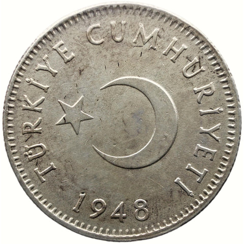 1948 1 Lira Turkey Coin Silver