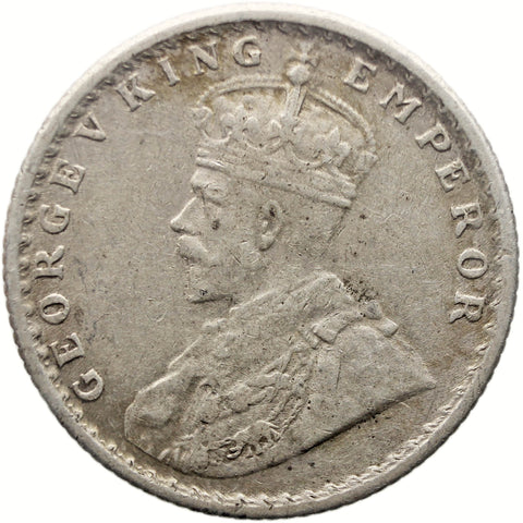 1917 Quarter Rupee British India Coin George V Silver Calcutta Mint