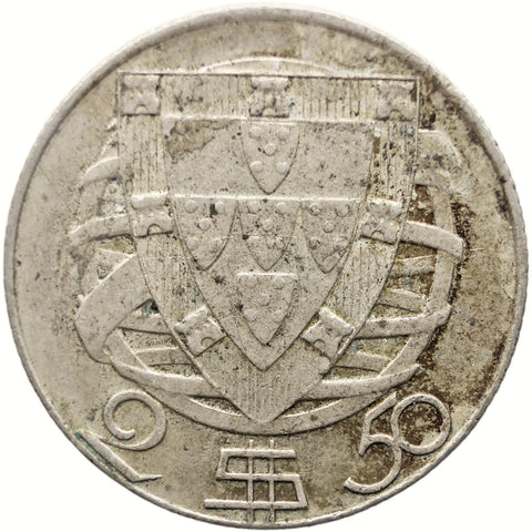 1943 2.50 Escudos Portugal Coin Silver