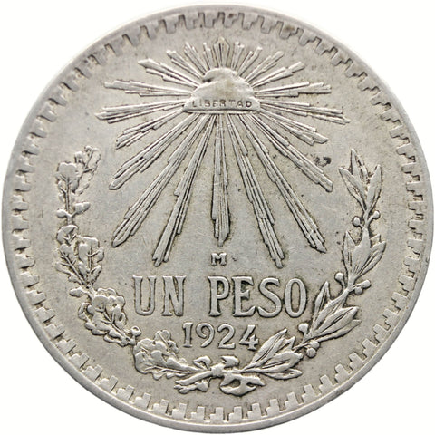 1924 1 Peso Mexico Coin Silver