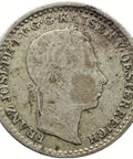 1859 M 10 Kreuzer Austria Coin Franz Joseph I Silver