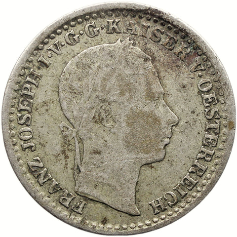 1859 M 10 Kreuzer Austria Coin Franz Joseph I Silver