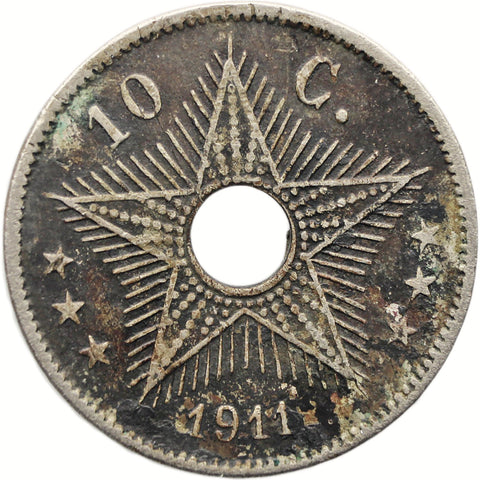 1911 10 Centimes Belgian Congo Coin Albert I